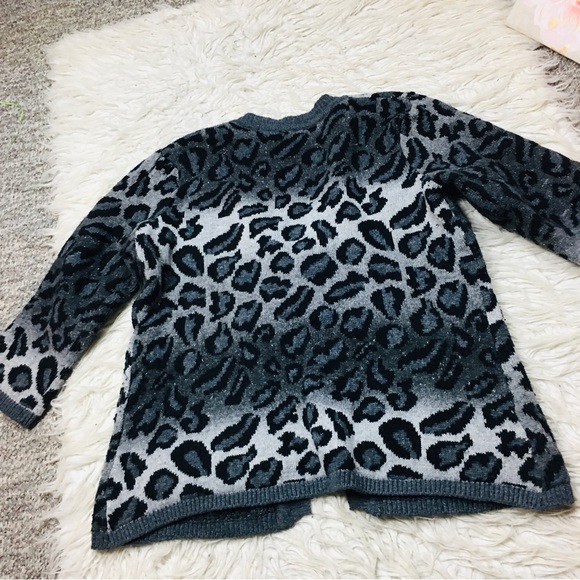 Dana Bachman Knitted Ombré Animal Print Cardigan Open Tie Front Size Large - Picture 8 of 13